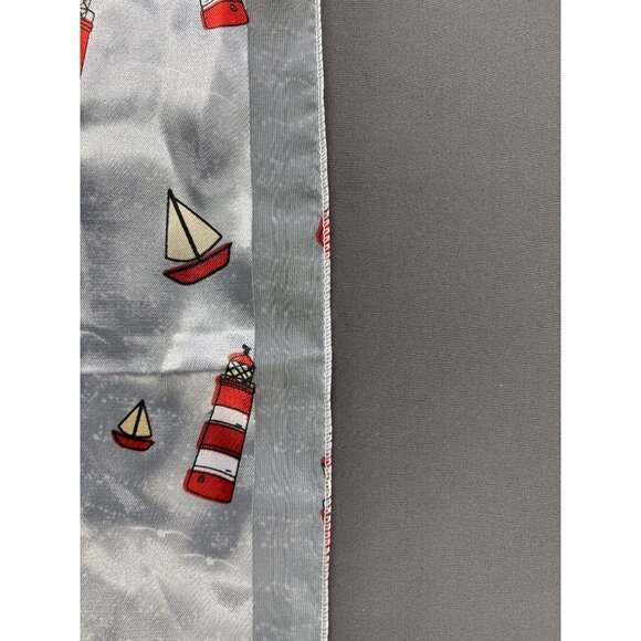 Vintage Red & White Lighthouse & Sailboat Print Sheer Scarf Nautical Design Ligh - Picture 4 of 4